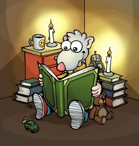 Cartoon: Bodo Junior (medium) by volkertoons tagged volkertoons,ratte,rat,bodo,leseratte,kinder,illustration,,illustration,ratte,tier,lesen,kindheit,kindliteratur,unterhaltung,freizeit,hobby,bücherwurm,leseratte,bildung,wissen,kinderzimmer,spannung