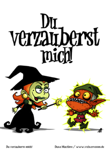 Cartoon: Du verzauberst mich! (medium) by volkertoons tagged volkertoons,cartoon,comic,karte,grußkarte,greeting,card,hexe,witch,gnom,goblin,zauberei,sorcery,hexerei,witchcraft,verzaubern,bewitch,lustig,spaß,humor,fun,funny