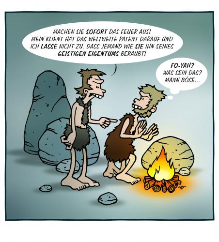 Cartoon: Feuer (medium) by volkertoons tagged feuer,steinzeit,urheberrecht,cartoon,volkertoons