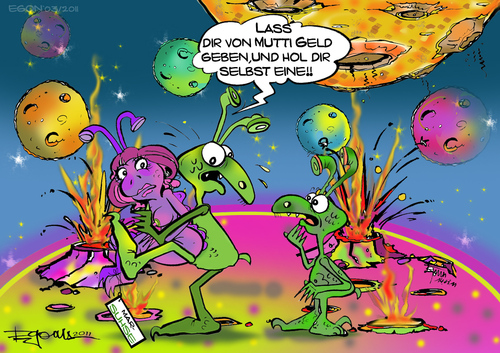 Cartoon: MARSIANUS Kleiner Grüner Held (medium) by cartoonist_egon tagged mars,weltall,marsianus,universum,kosmos
