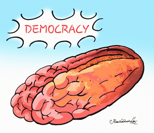 Cartoon: Democracy (medium) by halisdokgoz tagged democracy,bread,brain