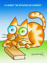 Cartoon: Ne kitapsiz ne kedisiz (small) by halisdokgoz tagged book cat