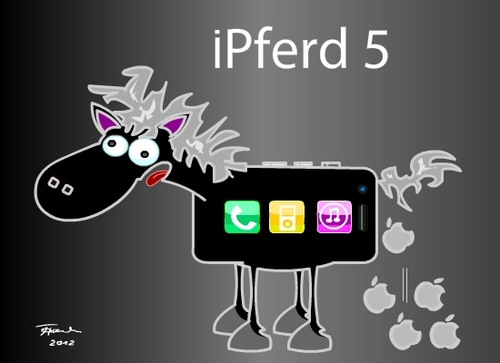 Cartoon: Pferde Apple (medium) by Tricomix tagged multimedia,internet,app,handy,apple,phone,pferd