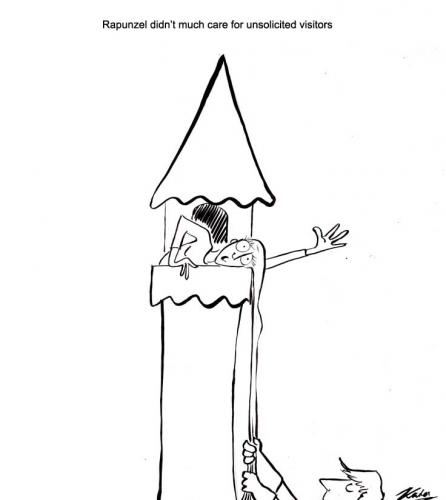 Cartoon: Let Down Your Hair (medium) by pinkhalf tagged cartoon,woman,man