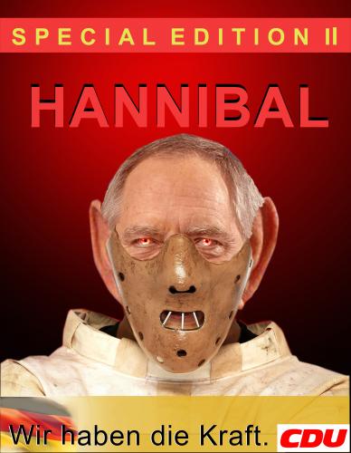 Cartoon: LECTER (medium) by Hayati tagged hannibal,lecter,cdu,wolfgang,schäuble,wahlplakat,wahl,satire,anthony,hopkins,horror,kanibalismus,innenminister,innenministerium,bundesinnenminister,sicherheit,ordnung,hayati,boyacioglu,humour,minister,of,the,interior,government,germany