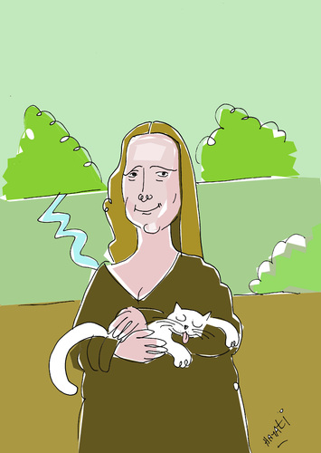 Cartoon: Mona Lisa (medium) by Hayati tagged mona,lisa,katze,kedi,italien,leonarda,da,vinci,hayati,boyacioglu,mona lisa,katze,mona,lisa