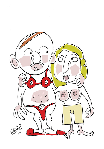 Cartoon: Torsten und Henriette (medium) by Hayati tagged torsten,henriette,klammottentausch,rollentausch,liebe,love,ask,hayati,boyacioglu