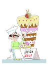 Cartoon: Schwarzwälder Kirschdöner (small) by Hayati tagged schwarzwaelder kirschdöner doener macht schoener torte pasta schokodoener hayati boyacioglu berlin