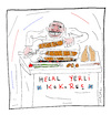 Cartoon: Veraltete Berufe (small) by Hayati tagged kokorec,currywurst,wurst,darmohnewurst,veraltete,jobs,verkaeufer,cartoon,karikatur,hayati,boyacioglu