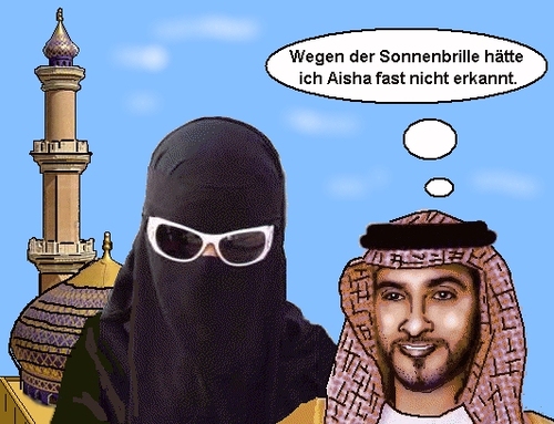 Cartoon: Verwechslungsgefahr (medium) by sier-edi tagged sonnenbrille,orient,ehepaar
