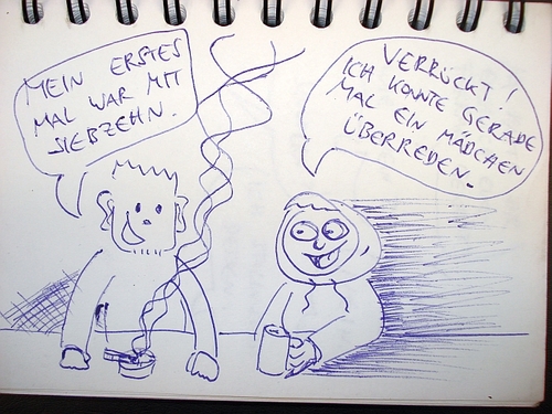 Cartoon: Mit Siebzehn (medium) by weltalf tagged siebzehn,stammtisch