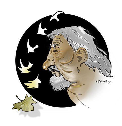 Cartoon: TURKISH POET ARIF DAMAR (medium) by donquichotte tagged arfdmr