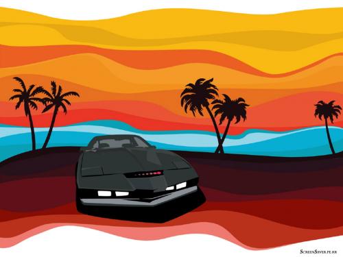 Cartoon: Blazing car (medium) by jellyfish333 tagged car,palm,tree,desert,hot,yellow,rivver