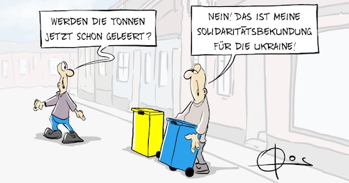 Cartoon: 20220301-Solidarität (medium) by Marcus Gottfried tagged russland,ukraine,solidarität,müll,tonne,duale,system,gelb,blau,farbe,flagge,zeichen,signal,unterstützung,russland,ukraine,solidarität,müll,tonne,duale,system,gelb,blau,farbe,flagge,zeichen,signal,unterstützung