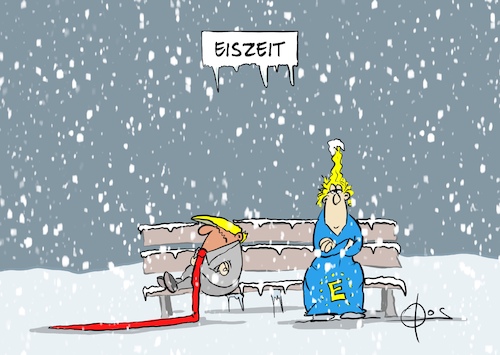 Cartoon: 20251208-Eiszeit (medium) by Marcus Gottfried tagged eis,eiszeit,winter,diplomatie,europa,usa,eis,eiszeit,winter,diplomatie,europa,usa