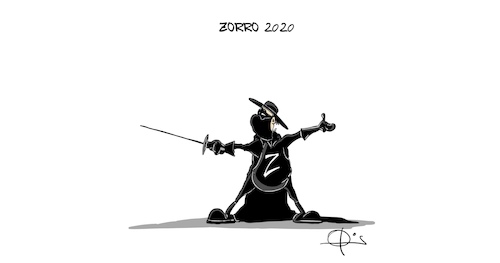 Cartoon: 211020Zorro (medium) by Marcus Gottfried tagged zorro,maske,maskenpflicht,zorro,maske,maskenpflicht