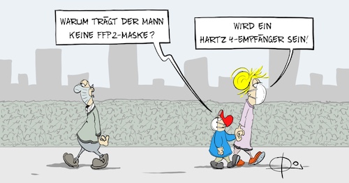 Cartoon: 21210120-HartzMaske (medium) by Marcus Gottfried tagged ffp2,maske,mundschutz,hartz,geld,einkommen,kosten,gesundheit,sicherheit,status,ffp2,maske,mundschutz,hartz,geld,einkommen,kosten,gesundheit,sicherheit,status