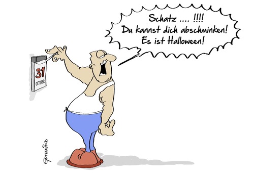 Cartoon: Abschminken (medium) by Marcus Gottfried tagged halloween,mode,feiertag,gruseln,aussehen,kalender,abschminken,grauen,erschrecken,feiern,freude,marcus,gottfried,cartoon,karikatur,halloween,mode,feiertag,gruseln,aussehen,kalender,abschminken,grauen,erschrecken,feiern,freude,marcus,gottfried,cartoon,karikatur