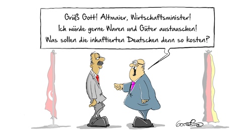 Cartoon: Altmaier (medium) by Marcus Gottfried tagged altmaier,wirtschaftsminister,deutschland,türkei,presse,haft,gefängnis,diktatur,erdogan,handel,güter,austausch,marcus,gotfried,altmaier,wirtschaftsminister,deutschland,türkei,presse,haft,gefängnis,diktatur,erdogan,handel,güter,austausch,marcus,gotfried