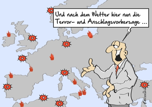 Cartoon: Anschlagsvorhersage (medium) by Marcus Gottfried tagged anschlag,terror,is,isis,münchen,stadt,angst,schrecken,glauben,krieg,moslem,christ,wetter,vorhersage,broadcast,fernsehen,freizeit,ansage,karte,nachrichten,information,freude,marcus,gottfried,cartoon,karikatur,anschlag,terror,is,isis,münchen,stadt,angst,schrecken,glauben,krieg,moslem,christ,wetter,vorhersage,broadcast,fernsehen,freizeit,ansage,karte,nachrichten,information,freude,marcus,gottfried,cartoon,karikatur