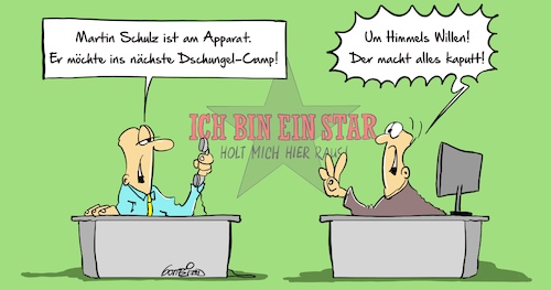 Cartoon: Dschungelcamp (medium) by Marcus Gottfried tagged dschungelcamp,rtl,tv,fernsehen,sendung,unterhaltung,promi,prominent,martin,schulz,spd,vorsitzender,groko,koalitionsverhandlungen,marcus,gottfried,cartoon,karikatur,dschungelcamp,rtl,tv,fernsehen,sendung,unterhaltung,promi,prominent,martin,schulz,spd,vorsitzender,groko,koalitionsverhandlungen,marcus,gottfried,cartoon,karikatur