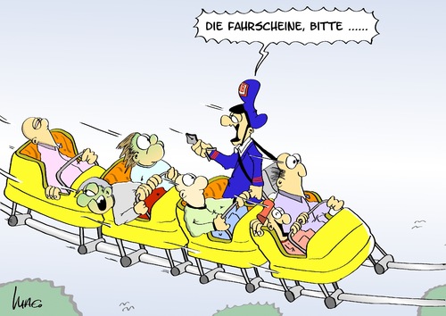 Cartoon: Fahrschein (medium) by Marcus Gottfried tagged achterbahn,kontrolleur,kontrolle,kirmes,jahrmarkt,fahrschein,entwerten,übelkeit,geschwindigkeit,luping,achterbahn,kontrolleur,kontrolle,kirmes,jahrmarkt,fahrschein,entwerten,übelkeit,geschwindigkeit,looping,db,deutsche,bahn,nahverkehr,fernverkehr