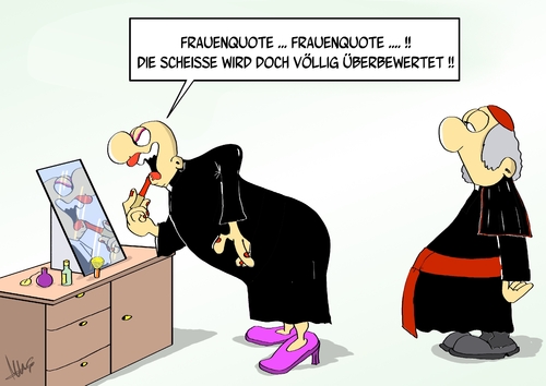 Cartoon: Frauenquote in der Kirche (medium) by Marcus Gottfried tagged frauenquote,kirche,pfaffe,pastor,katholisch,evangelisch,glaube,transe,transvestit,schminke,schminken,marcus,gottfried,cartoon,karikatur,quote,teil,anteil,bewertung,überbewertet,scheiss,frauenquote,kirche,pfaffe,pastor,katholisch,glaube,transe,transvestit,schminke,schminken,marcus,gottfried,cartoon,karikatur,quote,teil,anteil,bewertung,überbewertet