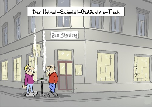 Cartoon: Gedächtnistisch (medium) by Marcus Gottfried tagged kanzler,lotse,spd,bundeskanzler,tod,schmidt,helmut,freude,gedenken,rauchertisch,zigarette,nikotin,raucher,eckkneipe,kneipe,schnauze,karikatur,cartoon,gottfried,marcus,helmut,schmidt,tod,bundeskanzler,spd,lotse,kanzler,schnauze,kneipe,eckkneipe,raucher,nikotin,zigarette,rauchertisch,gedenken,freude,marcus,gottfried,cartoon,karikatur