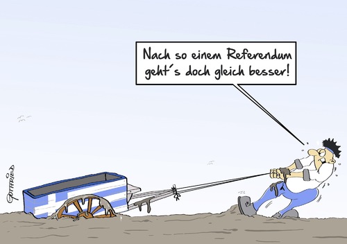 Cartoon: gleich besser (medium) by Marcus Gottfried tagged griechenland,schulden,grexit,austritt,eu,europa,tzripas,minister,geld,iwf,junker,zahlen,schuldenschnitt,hoffnung,marcus,karren,dreck,referendum,gottfried,cartoon,karikatur,griechenland,schulden,grexit,austritt,eu,europa,tzripas,minister,geld,iwf,junker,zahlen,schuldenschnitt,hoffnung,marcus,karren,dreck,referendum,gottfried,cartoon,karikatur