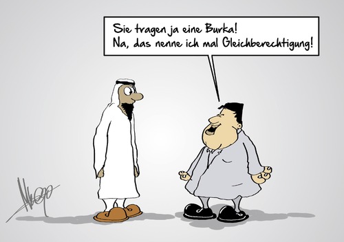 Cartoon: Gleichberechtigung (medium) by Marcus Gottfried tagged sigmar,gabriel,wirtschaftsminister,saudi,arabien,besuch,blogger,gespräch,menschenrechte,frauenquote,gleichberechtigung,burka,verständnis,kultur,wissen,tragen,kleidung,marcus,gottfried,cartoon,karikatur,sigmar,gabriel,wirtschaftsminister,saudi,arabien,besuch,blogger,gespräch,menschenrechte,frauenquote,gleichberechtigung,burka,verständnis,kultur,wissen,tragen,kleidung,marcus,gottfried,cartoon,karikatur