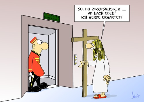 Cartoon: Himmelfahrt (medium) by Marcus Gottfried tagged feiertag,christi,himmelfahrt,vatertag,kirche,frei,wochenende,aufzug,glaube,jesus,page,oben,kreuz,fahrt,auferstehung,evangelisch,katholisch,feiertag,christi,himmelfahrt,vatertag,kirche,frei,wochenende,aufzug,glaube,jesus,page,oben,kreuz,fahrt,auferstehung,evangelisch,katholisch