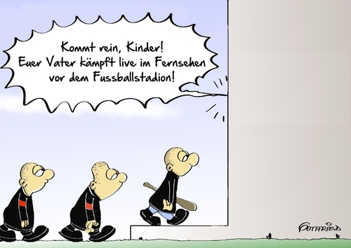 Cartoon: kämpft live (medium) by Marcus Gottfried tagged fussball,em,europameisterschaft,frankreich,russland,deutschland,england,hooligans,fan,prügelei,strassenkampf,neonazi,nazi,rechte,szene,heimat,knüppel,vater,nachwuchs,familie,vorbild,freude,marcus,gottfried,cartoon,karikatur,fussball,em,europameisterschaft,frankreich,russland,deutschland,england,hooligans,fan,prügelei,strassenkampf,neonazi,nazi,rechte,szene,heimat,knüppel,vater,nachwuchs,familie,vorbild,freude,marcus,gottfried,cartoon,karikatur