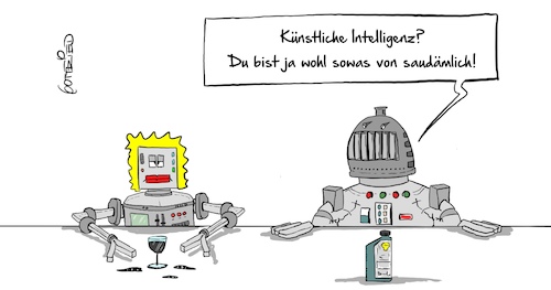 Cartoon: KI (medium) by Marcus Gottfried tagged computer,roboter,künstliche,intelligenz,blond,frau,klischee,vorurteil,computer,roboter,künstliche,intelligenz,blond,frau,klischee,vorurteil