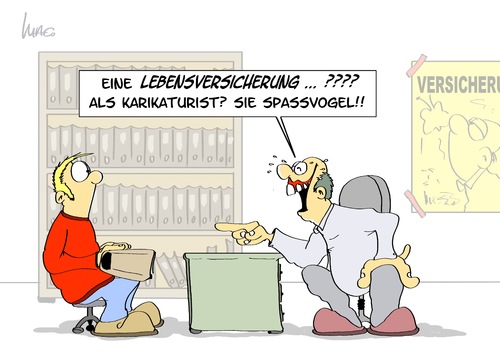 Cartoon: Lebensversicherung (medium) by Marcus Gottfried tagged versicherung,lebensversicherung,risiko,cartoonist,cartoon,karikatur,karikaturist,widerstand,islam,moslem,christ,glaube,religion,zeichnung,verletzung,stimmung,demonstration,spassvogel,lachen,büro,versicherungsmakler