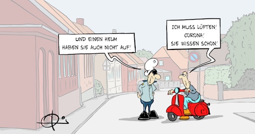 Cartoon: Lüften (medium) by Marcus Gottfried tagged infektion,corona,covid,vorbeugen,lüften,abstand,motorrad,helm,helmpflicht,polizei,kontrolle,motorroller,vespa,infektion,corona,covid,vorbeugen,lüften,abstand,motorrad,helm,helmpflicht,polizei,kontrolle,motorroller,vespa