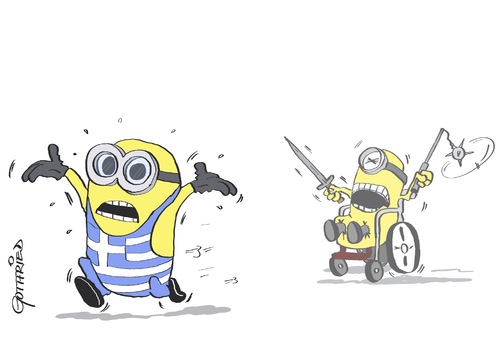 Cartoon: Minions in Greece (medium) by Marcus Gottfried tagged griechenland,spanien,italien,iwf,eu,europa,krise,schulden,krank,werte,lupe,suche,finden,merkel,ansturm,minions,kino,film,filmstart,spass,freude,marcus,gottfried,cartoon,karikatur,griechenland,spanien,italien,iwf,eu,europa,krise,schulden,krank,werte,lupe,suche,finden,merkel,ansturm,minions,kino,film,filmstart,spass,freude,marcus,gottfried,cartoon,karikatur