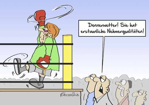 Cartoon: Nehmerqualität (medium) by Marcus Gottfried tagged boxen,ring,kampf,sport,schläge,prügel,prügelei,ringkampf,boxkampf,cut,haue,schlägerei,qualität,nehmerqualität,merkel,angela,koalition,widerspruch,regierung,erstaunen,freude,sieg,marcus,gottfried,cartoon,karikatur,boxen,ring,kampf,sport,schläge,prügel,prügelei,ringkampf,boxkampf,cut,haue,schlägerei,qualität,nehmerqualität,merkel,angela,koalition,widerspruch,regierung,erstaunen,freude,sieg,marcus,gottfried,cartoon,karikatur