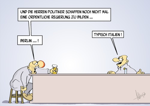 Cartoon: Regierungsbildung (medium) by Marcus Gottfried tagged gaststätte,kneipe,regierungsbildung,regierung,berlin,italien,letta,merkel,koalition,koalitionspartner,politiker,rom,parlament,wahl,wahlausgang,ordentlich,marcus,gottfried,cartoon,karikatur,klage,klagen,unfähigkeit,gaststätte,kneipe,regierungsbildung,regierung,berlin,italien,letta,koalition,koalitionspartner,politiker,rom,parlament,wahl,wahlausgang,ordentlich,marcus,gottfried,cartoon,karikatur,klage,klagen