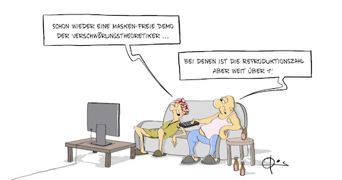 Cartoon: Reproduktionszahl (medium) by Marcus Gottfried tagged reproduktionszahl,virus,ansteckung,corona,demonstration,demo,verschwörungstheorie,verschwörungstheretiker,reproduktionszahl,virus,ansteckung,corona,demonstration,demo,verschwörungstheorie,verschwörungstheretiker