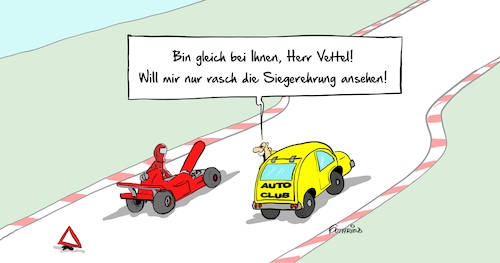 Cartoon: Siegerehrung (medium) by Marcus Gottfried tagged formel,rennen,autorennen,vettel,sieger,gewinner,pannen,pannendienst,adac,autoclub,schadenfreude,ehre,sebastian,ausfall,weltmeister,hamilton,freunde,marcus,gottfried,cartoon,karikatur,formel,rennen,autorennen,vettel,sieger,gewinner,pannen,pannendienst,adac,autoclub,schadenfreude,ehre,sebastian,ausfall,weltmeister,hamilton,freunde,marcus,gottfried,cartoon,karikatur