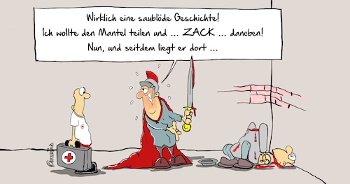 Cartoon: Stankt Martin (medium) by Marcus Gottfried tagged sankt,martin,schwert,bettler,sanitäter,rettungsdienst,feuerwehr,kopf,köpfen,ritter,singen,laterne,süßigkeiten,marcus,gottfried,cartoon,karikatur,sankt,martin,schwert,bettler,sanitäter,rettungsdienst,feuerwehr,kopf,köpfen,ritter,singen,laterne,süßigkeiten,marcus,gottfried,cartoon,karikatur