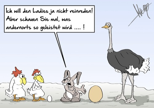 Cartoon: Straussen-Ei (medium) by Marcus Gottfried tagged strauss,huhn,hase,ostern,ei,leistung,größe,vorgabe,leistungssteigerung,leistungsdruck,zufrieden,erfolg,marcus,gottfried,cartoon,karikatur,strauss,huhn,hase,ostern,ei,leistung,größe,vorgabe,leistungssteigerung,leistungsdruck,zufrieden,erfolg,marcus,gottfried,cartoon,karikatur