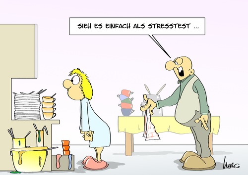 Cartoon: Stresstest (medium) by Marcus Gottfried tagged finanzkrise,krise,banken,stress,rücklagen,geld,euro,europa,kücke,spülen,geschirr,ehe,partner,hausarbeit,reinigung,macho,finanzkrise,krise,banken,stress,rücklagen,geld,euro,europa,küche,spülen,geschirr,ehe,partner,hausarbeit,reinigung,macho,stresstest