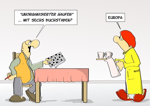 Cartoon: Unorganisiert (medium) by Marcus Gottfried tagged kreuzworträtsel,frage,frau,mann,europa,unorganisiert,krise,haufen,staat,eu,streit,kreuzworträtsel,frage,frau,mann,europa,unorganisiert,krise,haufen,staat,eu,streit,brüssel,kommission,rat,politiker,bürokratie