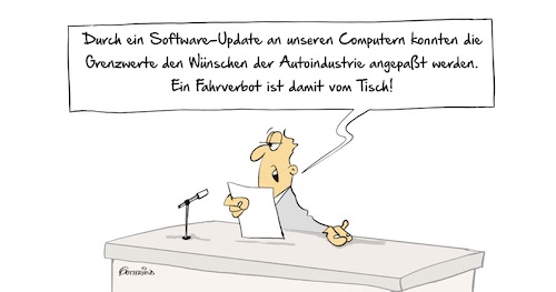 Cartoon: Update (medium) by Marcus Gottfried tagged software,update,volkswagen,audi,diesel,dieselgate,abgas,manipulation,stickoxiden,emissionszertifikate,wünsche,autoindustrie,klima,umwelt,freunde,marcus,gottfried,cartoon,karikatur,software,update,volkswagen,audi,diesel,dieselgate,abgas,manipulation,stickoxiden,emissionszertifikate,wünsche,autoindustrie,klima,umwelt,freunde,marcus,gottfried,cartoon,karikatur