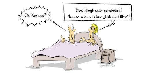 Cartoon: Uploadfilter (medium) by Marcus Gottfried tagged datenschutz,uploadfilter,filter,upload,eigentum,rechte,urheberrecht,du,europa,google,facebook,konsum,pariser,empfängnisverhütung,bett,ehepaar,datenschutz,uploadfilter,filter,upload,eigentum,rechte,urheberrecht,du,europa,google,facebook,konsum,pariser,empfängnisverhütung,bett,ehepaar,sex