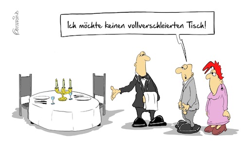 Cartoon: Verschleiert (medium) by Marcus Gottfried tagged verschleierung,burka,kopftuch,gesicht,glaube,freiheit,bedeckend,gesichtsbedeckung,islam,christen,kirche,imam,restaurant,essen,tuch,stoff,tischdecke,reservierung,freunde,marcus,gottfried,cartoon,karikatur,verschleierung,burka,kopftuch,gesicht,glaube,freiheit,bedeckend,gesichtsbedeckung,islam,christen,kirche,imam,restaurant,essen,tuch,stoff,tischdecke,reservierung,freunde,marcus,gottfried,cartoon,karikatur