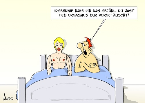 Cartoon: Vorgetäuscht (medium) by Marcus Gottfried tagged vorgetäuscht,gummipuppe,bett,gefühl,unecht,latex,gummi,enttäuschung,unehrlich,vorgetäuscht,gummipuppe,bett,sex,gefühl,unecht,latex,gummi,enttäuschung,unehrlich