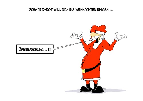 Cartoon: Weihnachtseinigung (medium) by Marcus Gottfried tagged koalition,einigung,koalitionsverhandlung,nikolaus,weihnachten,weihnachtsmann,marcus,gottfried,cartoon,karikatur,cdu,spd,zeitpunkt,verabredung,partei,regierung,bundestag,wahl,ergebnis,überraschung,inhalt,schwarz,ro,koalition,einigung,koalitionsverhandlung,nikolaus,weihnachten,weihnachtsmann,marcus,gottfried,cartoon,karikatur,cdu,spd,zeitpunkt,verabredung,partei,regierung,bundestag,wahl,ergebnis,überraschung