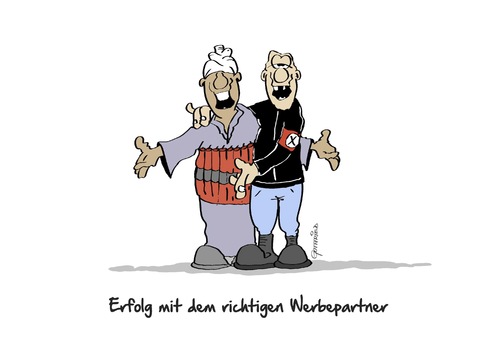 Cartoon: Werbepartner (medium) by Marcus Gottfried tagged erfolg,werbepartner,nazi,rechte,szene,partei,pegida,dresden,moslem,glaube,religion,terror,anschlag,paris,is,isis,strategie,nutzen,applaus,freunde,marcus,gottfried,cartoon,karikatur,erfolg,werbepartner,nazi,rechte,szene,partei,pegida,dresden,moslem,glaube,religion,terror,anschlag,paris,is,isis,strategie,nutzen,applaus,freunde,marcus,gottfried,cartoon,karikatur